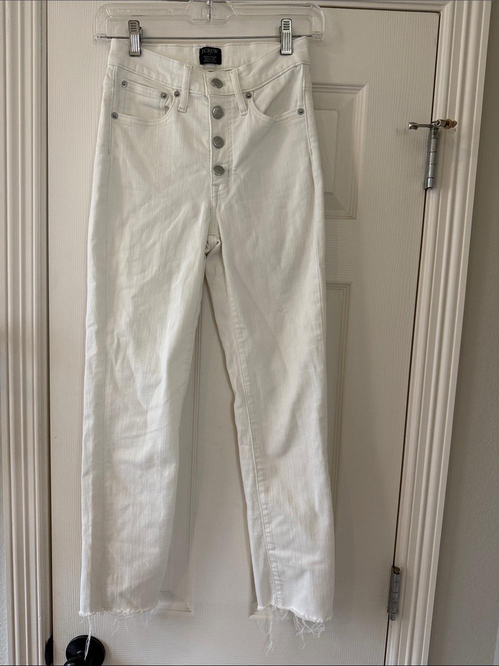 J. Crew High-Rise Button-Fly White Vintage Straight-Leg Jeans